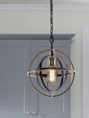 Industrial Orb Pendant Light - Brass and Black